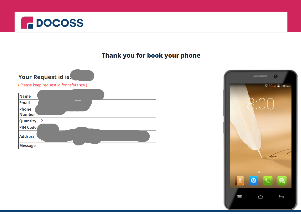 Docoss X1 Booking