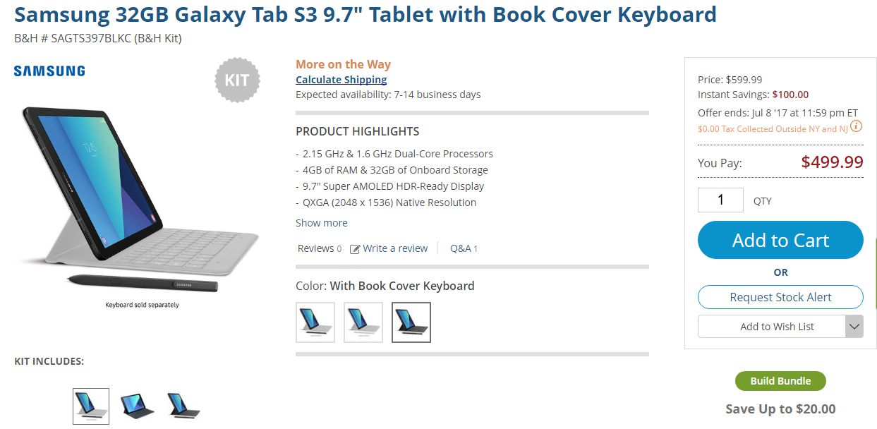 Galaxy Tab S3 with Book Cover Keyboard