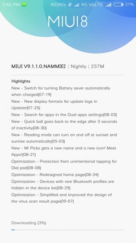 Xiaomi Redmi 4 MIUI 9 Update