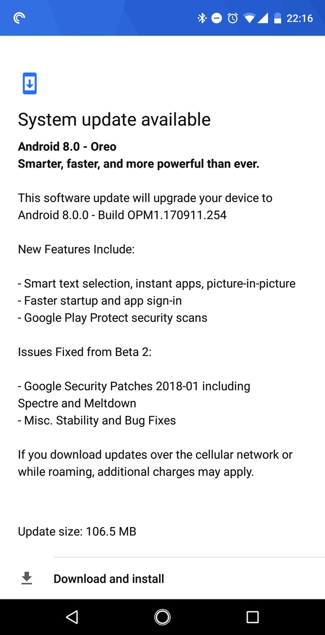 Essential Phone Android 8.0 Oreo beta 3