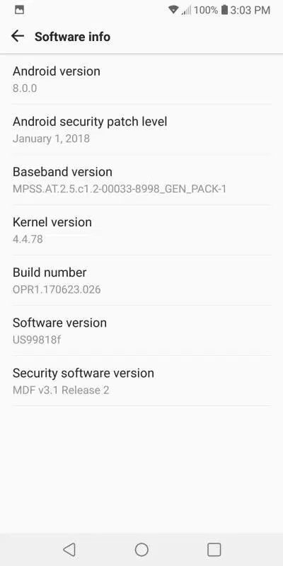 LG V30 Android 8.0 Oreo