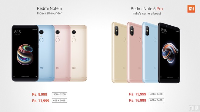 Xiaomi Redmi Note 5 price in india