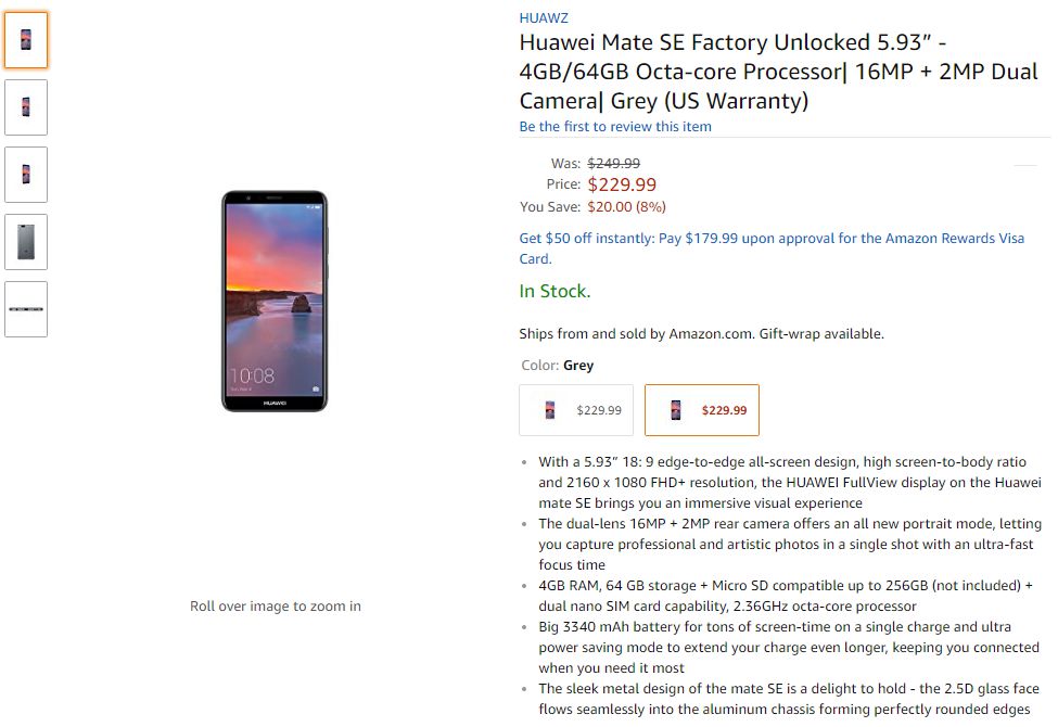 Huawei Mate SE Price Cut in USA