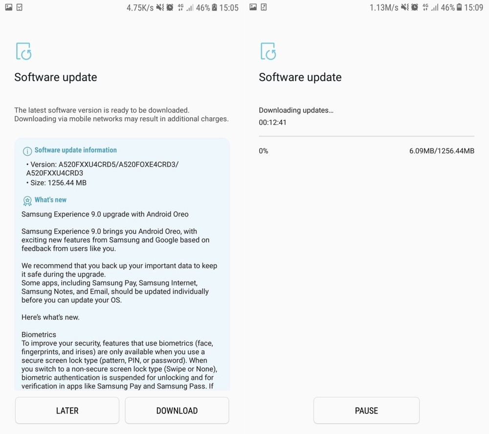Samsung Galaxy A5 2017 Android Oreo Update