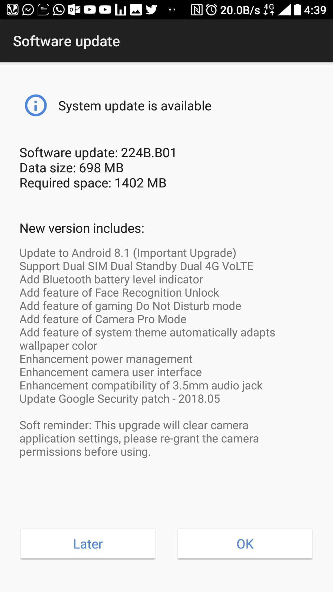 Nokia 7 android 8.1 oreo update