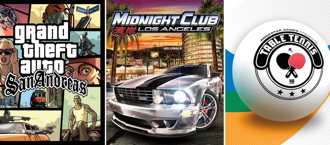 GTA San Andreas, Midnight Club Los Angeles and Table Tennis on Xbox One