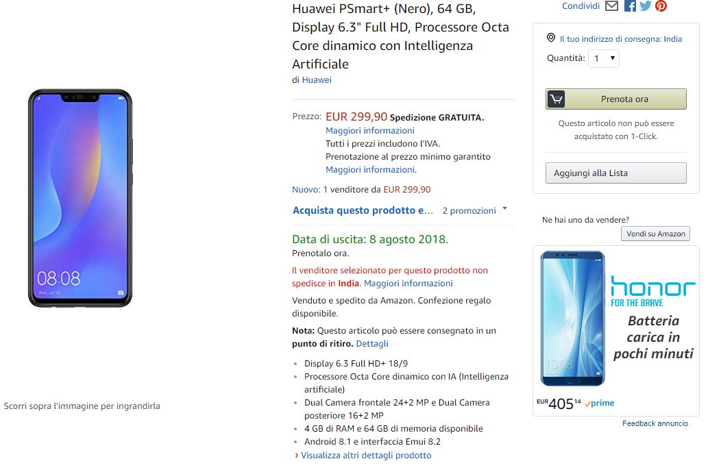 Huawei PSmart Plus price