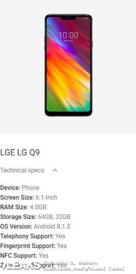 LG Q9 specifications