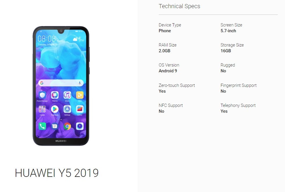 Huawei Y5 2019 Specifications