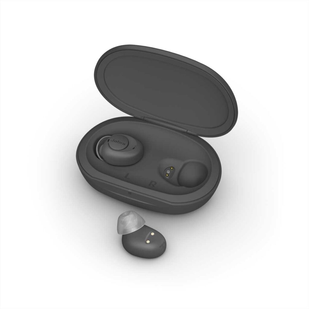 Jabra Enhance Plus for hearing improvement and Evolve2 Buds for hybrid work