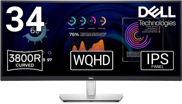 Dell P3424WE ultra wide curved monitor USB C