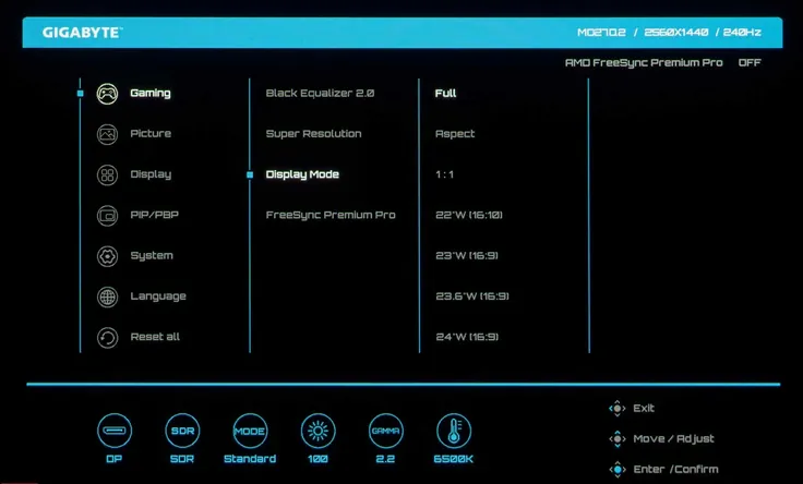Gigabyte MO27Q2 Review: Menu